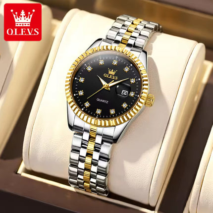 5526 Luxe Kwarts Horloge - 3 ATM Waterdicht Dameshorloge - Goud Zwart