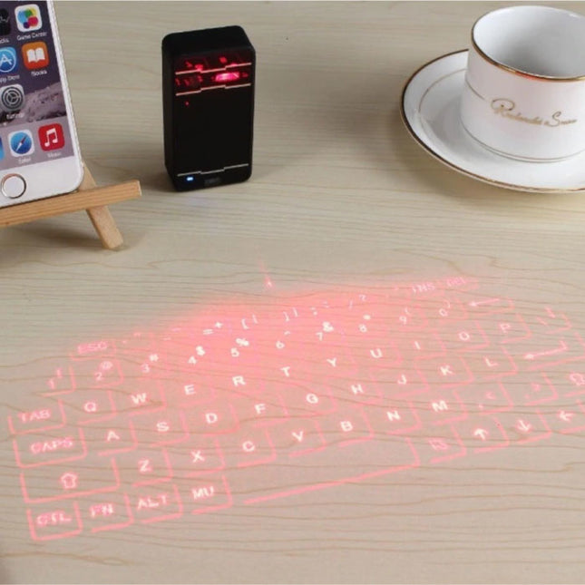 Draadloos Mini Laser Toetsenbord - Pocket Draagbaar Virtueel Keyboard LED Projectie voor Windows, IOS, Mac OS X en Android Zwart