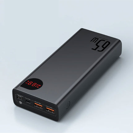 65W Powerbank met PD Poort 20.000mAh met 5 USB Poorten  - LED Display Externe Noodaccu Batterij Oplader Charger Zwart