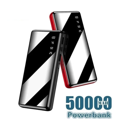 50.000mAh Powerbank met 2 Uitvoer/2 Invoer Poorten - Ingebouwde Zaklamp - Externe Noodaccu Batterij Oplader Charger Rood