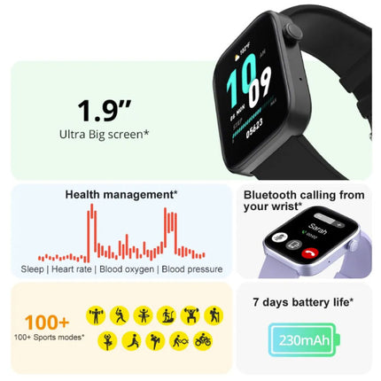 P71 Smartwatch - Siliconen Bandje - Fitness Sport Activity Tracker Horloge Paars