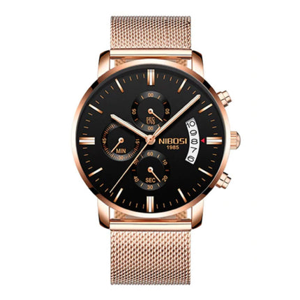Staal Horloge voor Heren - Luxe Bandje Anoloog Uurwerk voor Mannen Kwarts Rose Gold