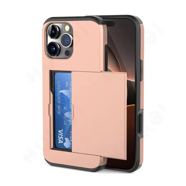 Kaarthouder Hoesje voor iPhone 15 Pro - Wallet Card Slot Cover Case - Rose Gold
