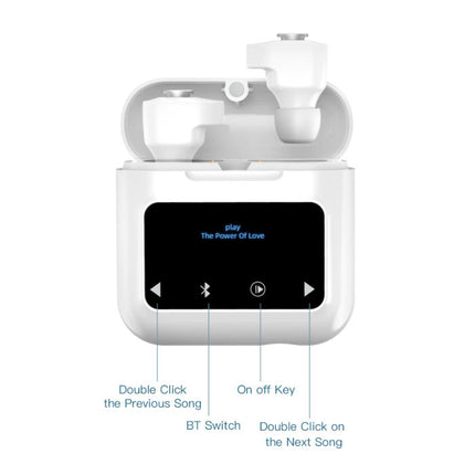 K1 3-in-1 Draadloze Oortjes + Media Speler/Powerbank Touch Bediening TWS Bluetooth 5.0 Wireless Earphones Muziek Oortelefoon Wit