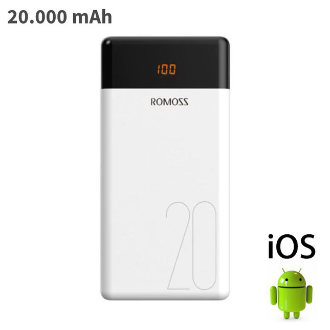 LT20 Externe 20.000mAh Powerbank Noodaccu Batterij Oplader Charger Wit