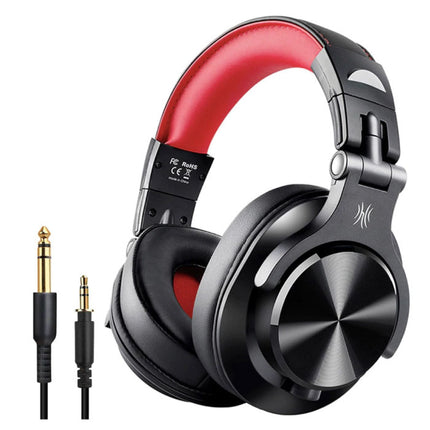 Fusion A70 Studio Bluetooth Koptelefoon met 6.35mm en 3.5mm AUX Aansluiting - Headset met Microfoon DJ Headphones Rood