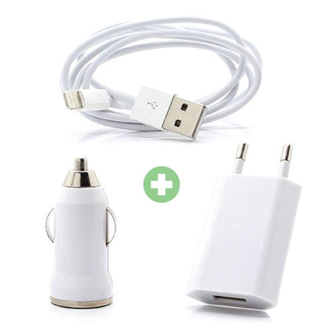 3 in 1 Oplaadset voor iPhone 30-Pin/Lightning USB Oplaadkabel + Stekkerlader + Autolader