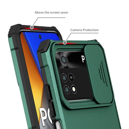 Xiaomi Poco M4 Pro (4G) - Kickstand Hoesje met Camera Slide - Cover Case Zwart