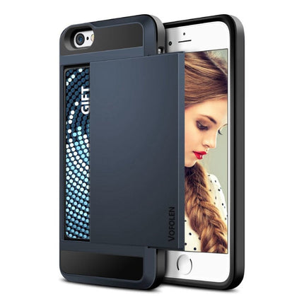 iPhone 6 Plus - Wallet Card Slot Cover Case Hoesje Business Blauw