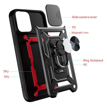 iPhone 13 Mini - Armor Hoesje met Kickstand en Camera Bescherming - Pop Grip Cover Case Zilver
