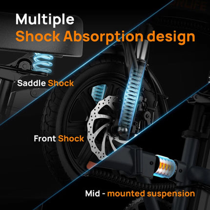 F1L Elektrische Fiets - 14-inch Wielen - Opvouwbare Smart E-Bike - Zwart