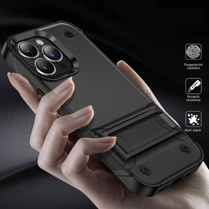 iPhone 14 Pro Armor Hoesje met Kickstand - Shockproof Cover Case - Grijs