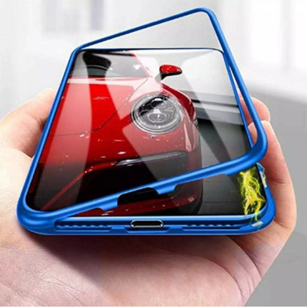 Samsung Galaxy A50 Magnetisch 360° Hoesje met Tempered Glass - Full Body Cover Hoesje + Screenprotector Blauw