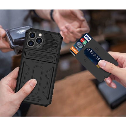 iPhone 8 Plus - Armor Card Slot Hoesje met Kickstand - Wallet Cover Case Groen
