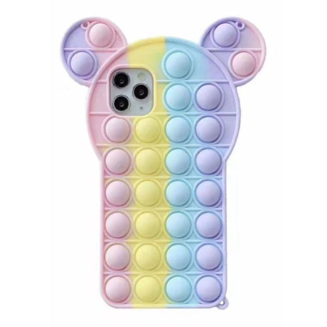 iPhone XS Pop It Hoesje - Silicone Bubble Toy Case Anti Stress Cover Regenboog