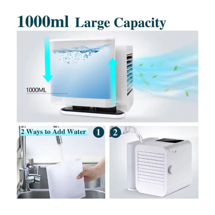 Draagbare Air Conditoner Ventilator - Mini USB Luchtkoeler - 1000ml Watertank - Wit