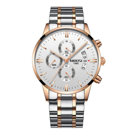 Staal Horloge voor Heren - Luxe Bandje Anoloog Uurwerk voor Mannen Kwarts Zilver 
