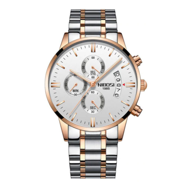 Staal Horloge voor Heren - Luxe Bandje Anoloog Uurwerk voor Mannen Kwarts Zilver 