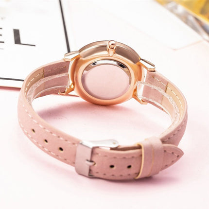 Minimalistisch Horloge voor Dames - Modieus Kwarts Uurwerk Vrouwen Lichtgevend Leer Bandje Roze