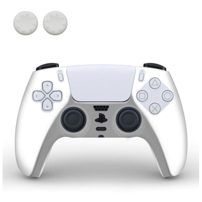Antislip Hoes / Skin voor PlayStation 5 Controller met Joystick Caps - Rubber Grip Cover PS5 - Wit