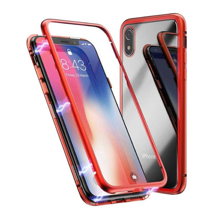 iPhone X  Magnetisch 360° Hoesje met Tempered Glass - Full Body Cover Hoesje + Screenprotector Rood