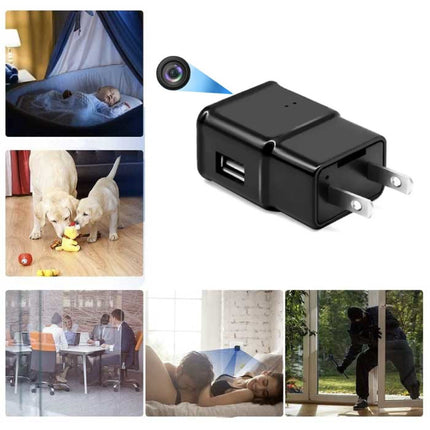 USB Oplader met Security Camera - 1080p HD Camcorder Motion Detector Alarm Zwart