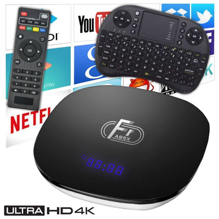 F1 A95X 4K TV Box Mediaspeler Android Kodi - 2GB RAM - 16GB Opslagruimte + Draadloos Toetsenbord