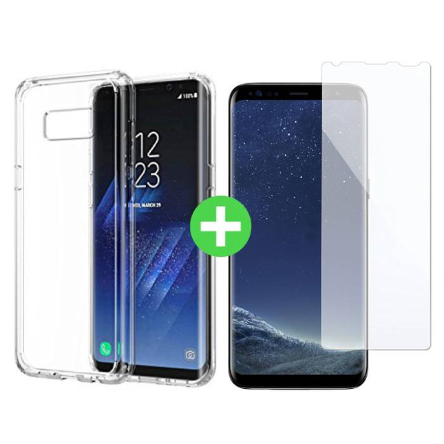 Samsung Galaxy S8 Transparant TPU Hoesje + Screen Protector Tempered Glass
