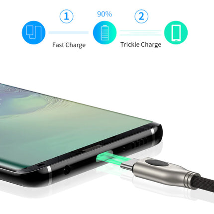 USB-C Oplaadkabel 1.8 Meter Quick Charge 4.0 Gevlochten Nylon Oplader Data Kabel Android  Zwart