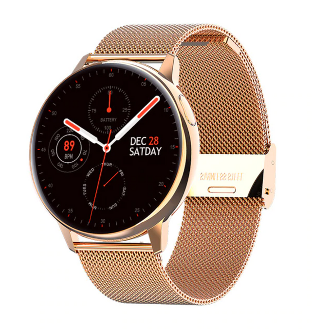 Sport Smartwatch Smartband Smartphone Fitness Activity Tracker Horloge iOS / Android Goud Staal