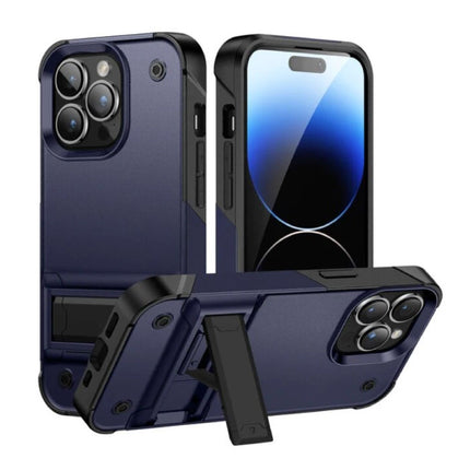 iPhone 7 Armor Hoesje met Kickstand - Shockproof Cover Case - Blauw