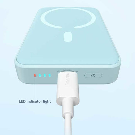 10.000mAh Mini Magnetische Qi Powerbank voor Mobiele Telefoons - 20W PD Oplader Draadloos Batterij Accu Blauw