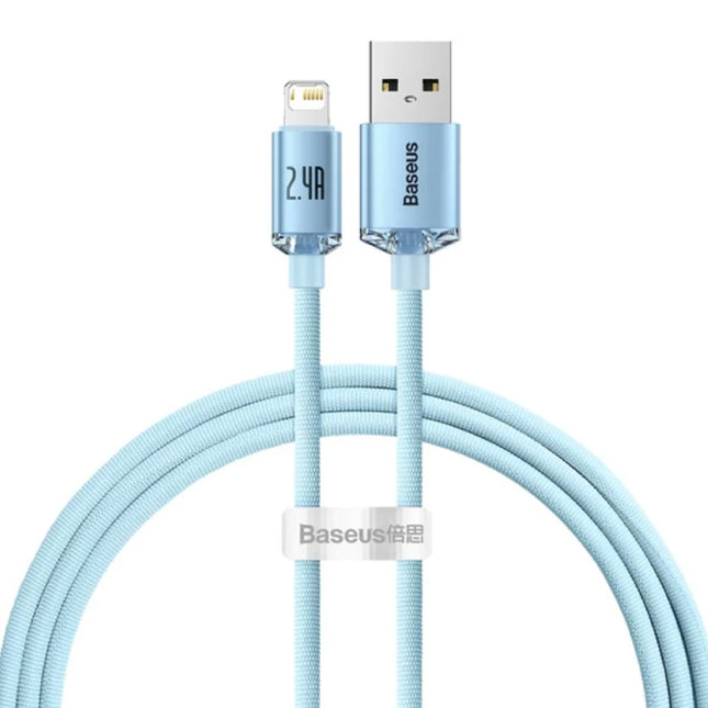 USB Oplaadkabel voor iPhone Lightning - 1.2 Meter - Gevlochten Nylon - Tangle Resistant Oplader Data Kabel Lichtblauw