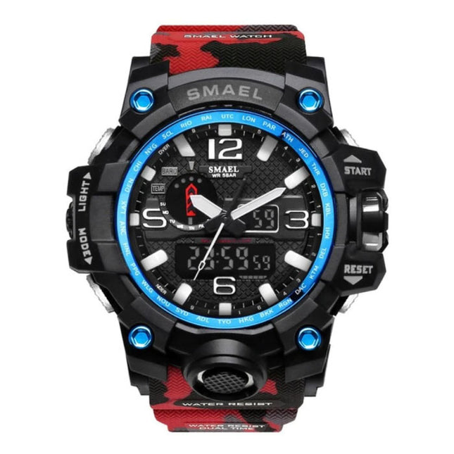  Militair Duik Horloge voor Heren - Rubber Bandje Kwarts Uurwerk Analoog Digitaal voor Mannen Rood