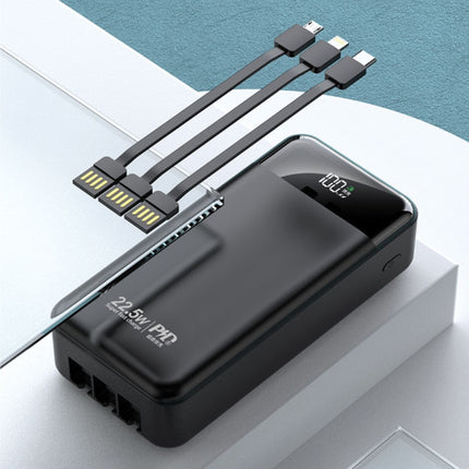 100.000mAh Powerbank met 4 Oplaadpoorten en 3 Kabels - 22.5W Power Delivery - Ingebouwde Zaklamp - Externe Accu Batterij Oplader Wit