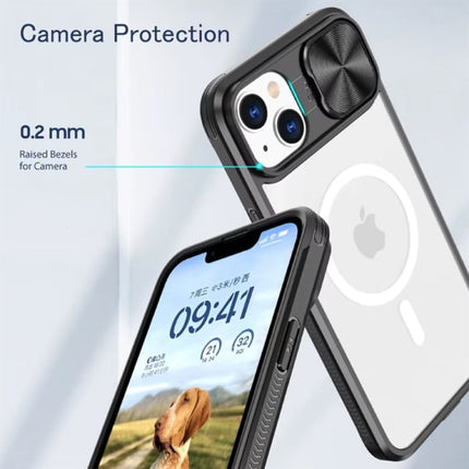 Draadloos Opladen Hoesje voor iPhone XR - met Camera Slide  -  Bumper Cover voor Magsafe - Blauw Roze