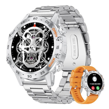 Smartwatch - Gezondheid Monitor Sport Tracker Horloge iOS Android - Staal Bandje - Zilver