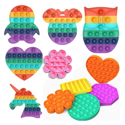 Pop It - Fidget Anti Stress Speelgoed Bubble Toy Siliconen Hartje Rood-Geel