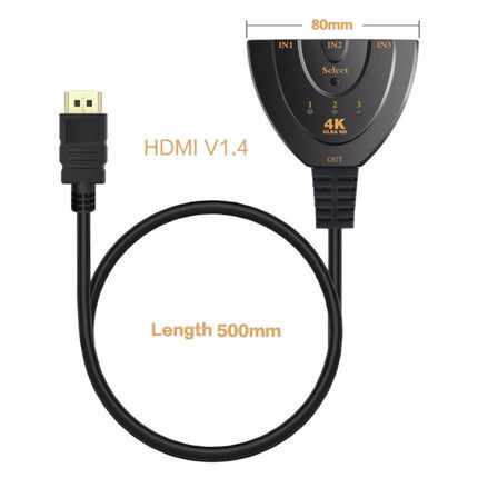 HDMI Switch 3 in 1 Splitter Converter Adapter Kabel - 4K 30Hz - 3 Poorten - Zwart
