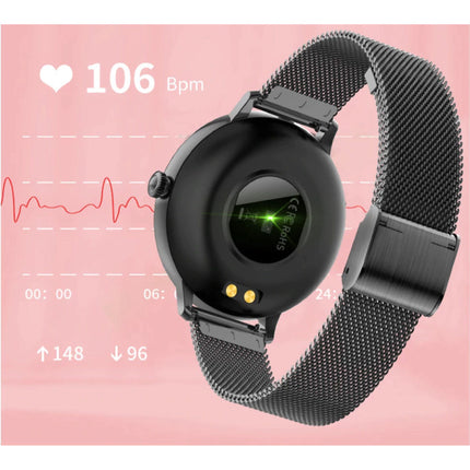 Smartwatch met Extra Bandje - Roestvrij Staal Mesh / Silicoon Fitness Sport Activity Tracker Horloge Android - Goud