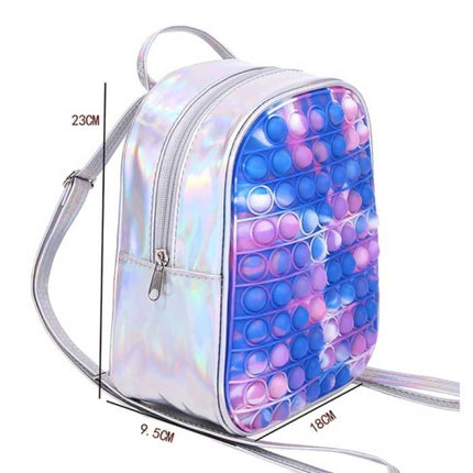 Mini Pop It Rugzak voor Kinderen - Antistress Fidget Zacht Speelgoed Bubble Tas Glossy Roze