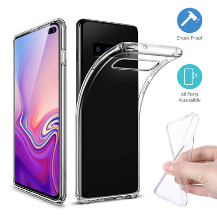 Samsung Galaxy S10 Plus Transparant TPU Hoesje + Screen Protector Tempered Glass