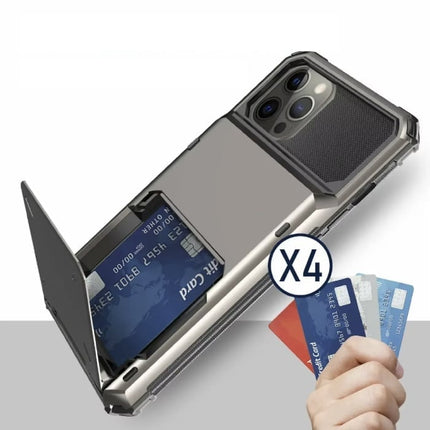 Kaarthouder Hoesje voor iPhone 15 Pro - Wallet Card Slot Portemonnee Flip Cover Case - Grijs