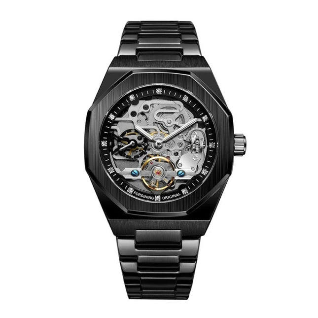 Mechanisch Roestvrij Staal Luxe Horloge voor Heren - Zakelijk Mode Polshorloge Zwart