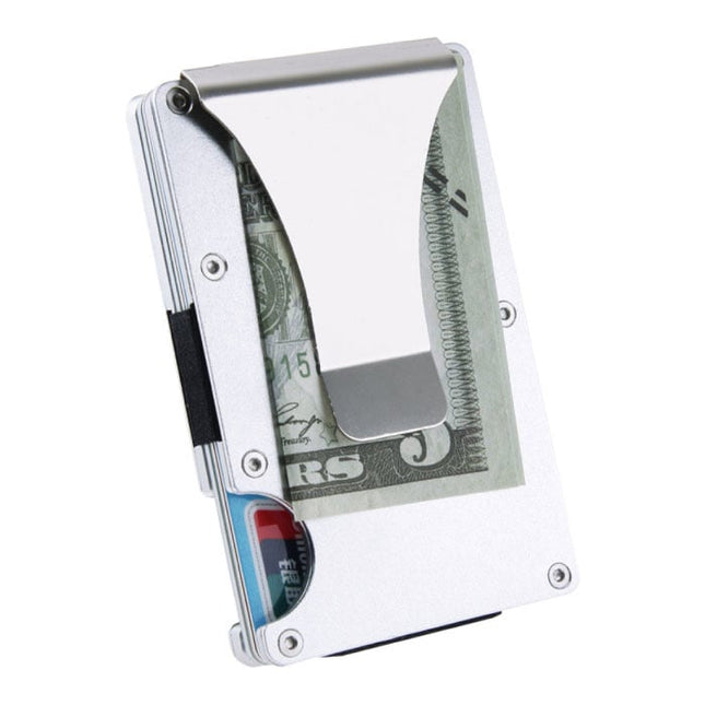 Aluminium Carbon Fiber Wallet - Portemonnee Portefeuille Pasjeshouder Krediet Kaart Geld Clip - Zwart