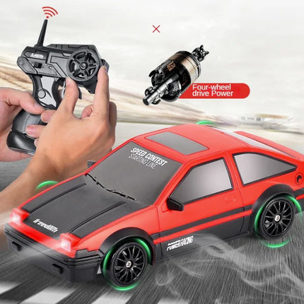 RC Auto met Afstandsbediening - GTR Model - Hoge Snelheid Drift met LED Licht op 1:24 Schaal - Wit