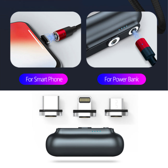 Micro-USB Magnetische Mini Powerbank 2600mAh  - Externe Noodaccu Batterij Oplader Wit