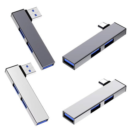 3 in 1 USB 3.0 Hub - Splitter Data Overdracht Oplader 5 Gbps - Zilver