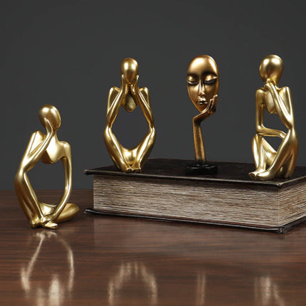 Denker Sculptuur Abstract Beeld - Decor Standbeeld Ornament Hars Tuin Bureau Zwart