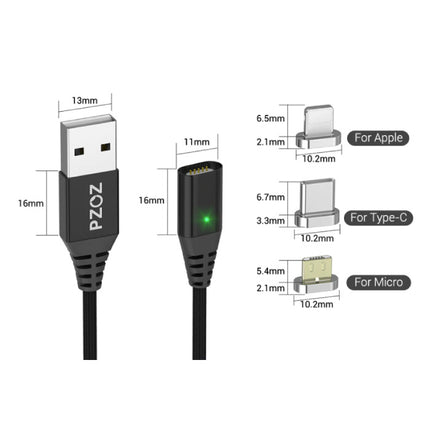 USB 2.0 - iPhone Lightning Magnetische Oplaadkabel 1 Meter Gevlochten Nylon Oplader Data Kabel Data Zilver